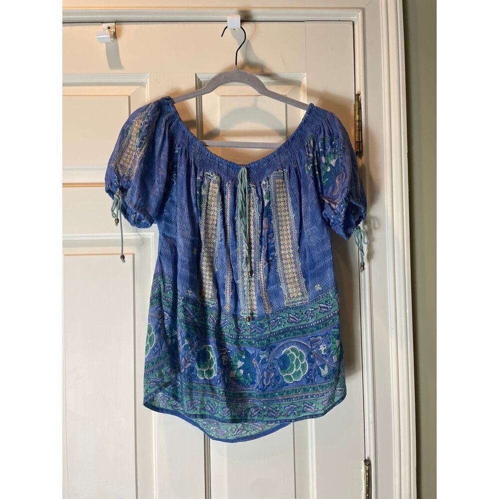 Bell Silk Embroidered Boho Peasant Top
